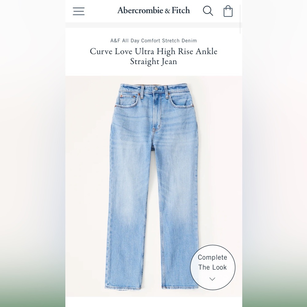 Abercrombie and fitch curve love ankle straight jeans ultra high rise